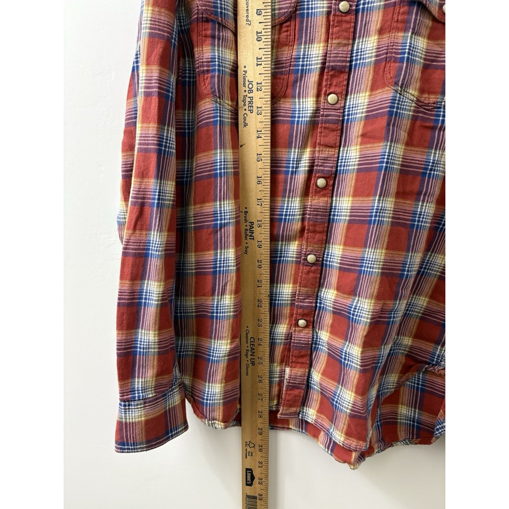 Lucky Brand Snap Button Up Women's‎ Med Western Classic Fit Red Plaid w/ Pockets - Picture 5 of 11